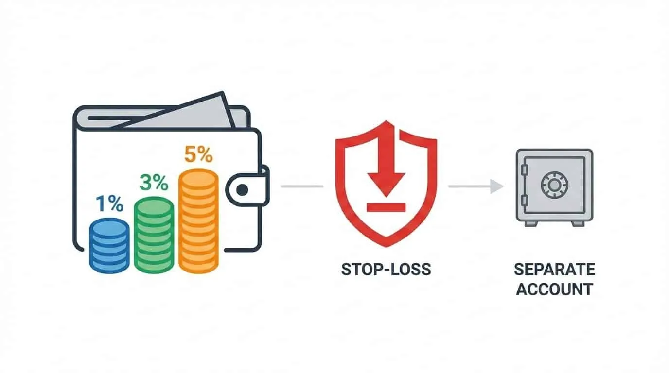 Illustration de type infographie montrant la gestion de la bankroll et la règle des 1 % à 5 %