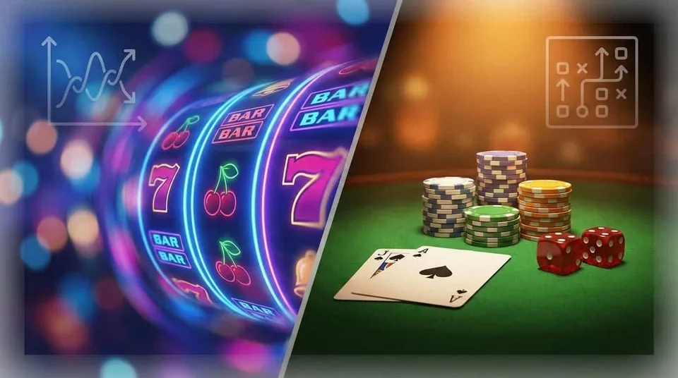 Automaty vs. Stolní hry: Realistický průvodce rizikem, dovednostmi a očekáváními