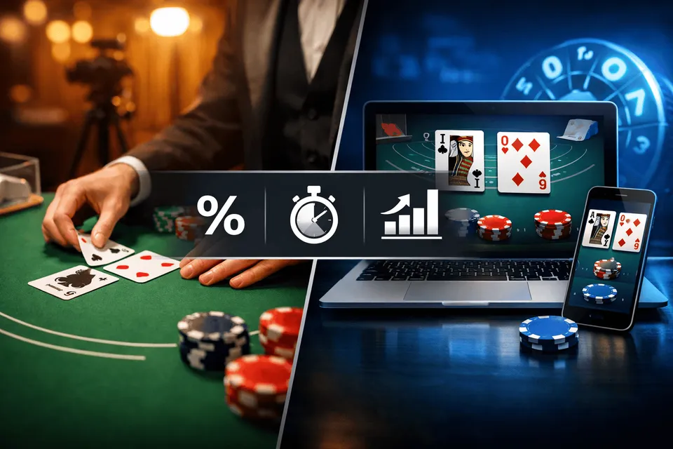 Live Dealer vs. RNG Blackjack: Pravděpodobnosti, rychlost a srovnání strategií